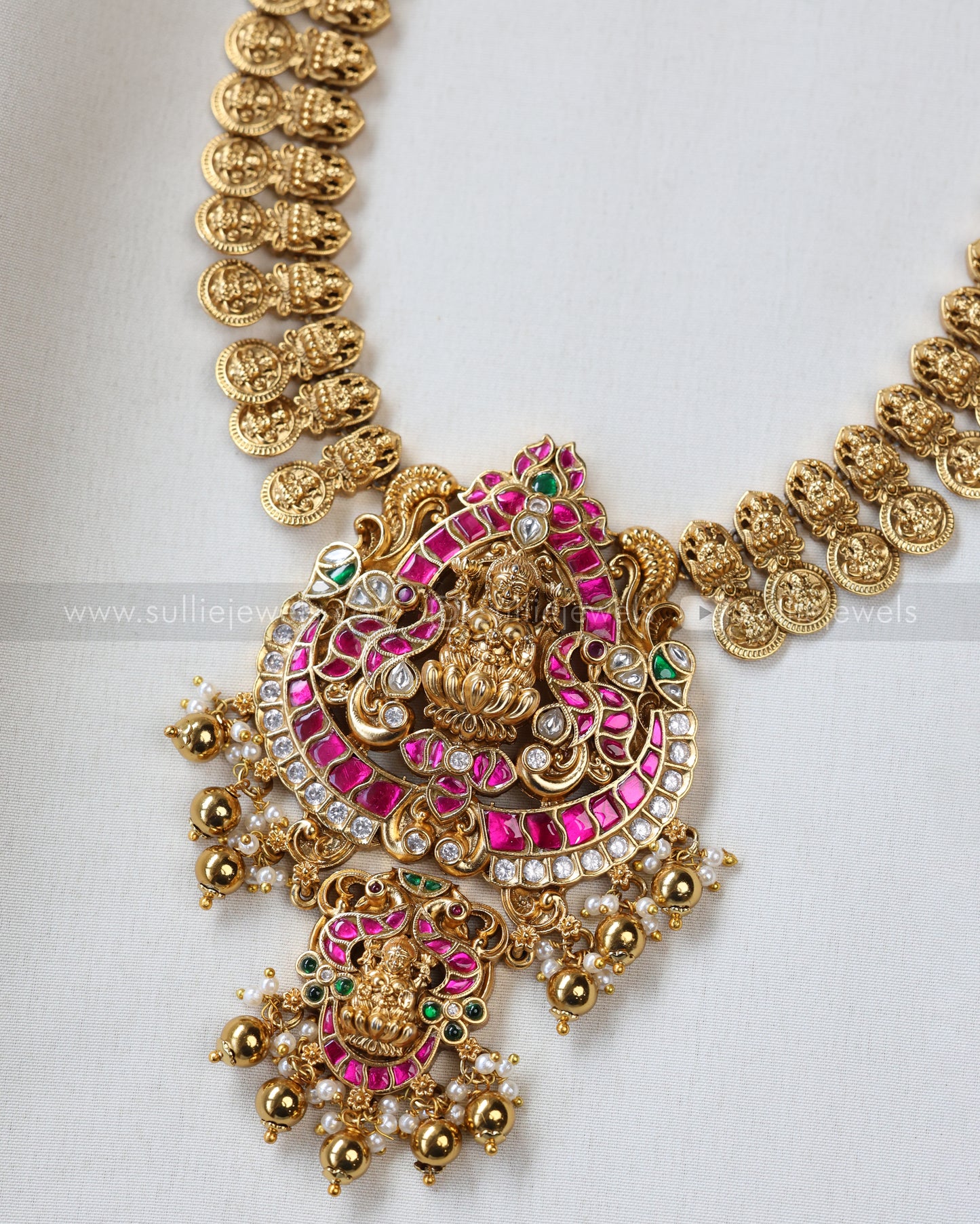7148 - Premium Jadau Lakshmi Coin Long Chain with Jhumka