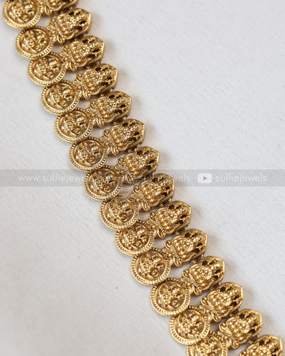 7148 - Premium Jadau Lakshmi Coin Long Chain with Jhumka