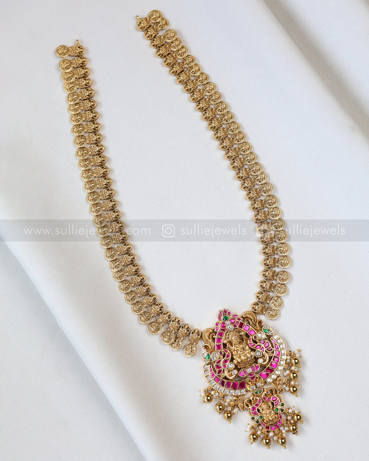 7148 - Premium Jadau Lakshmi Coin Long Chain with Jhumka