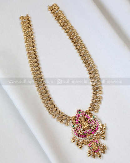 7148 - Premium Jadau Lakshmi Coin Long Chain with Jhumka