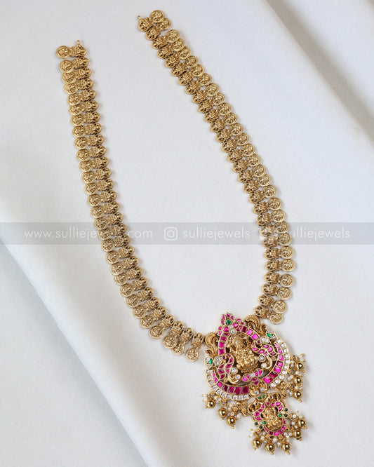 7148 - Premium Jadau Lakshmi Coin Long Chain with Jhumka