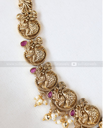 3669 - Premium Goddess Nagas Peacock Necklace with Jhumka