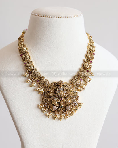 3669 - Premium Goddess Nagas Peacock Necklace with Jhumka