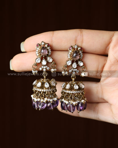 Victorian Premium Diamond Necklace with Jhumkas