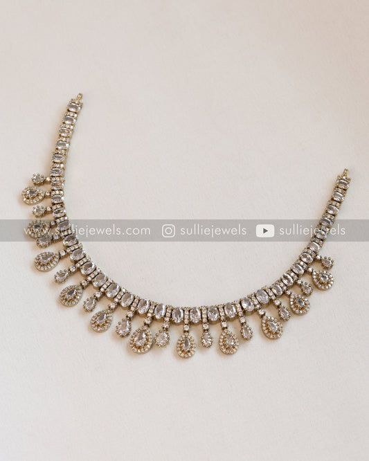 Diamond Raindrop Necklace with Earring