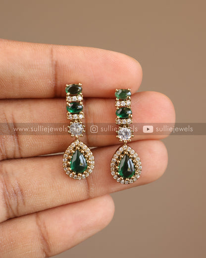 Diamond Raindrop Green Necklace with Earring