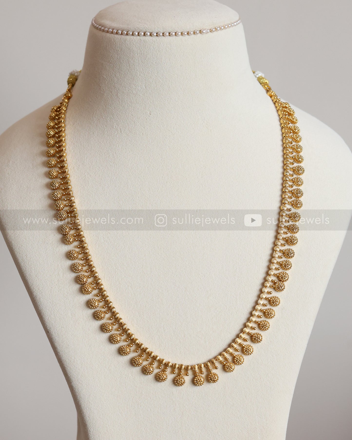 Flower Coin - No Idol Gold Long Chain with Jhumka