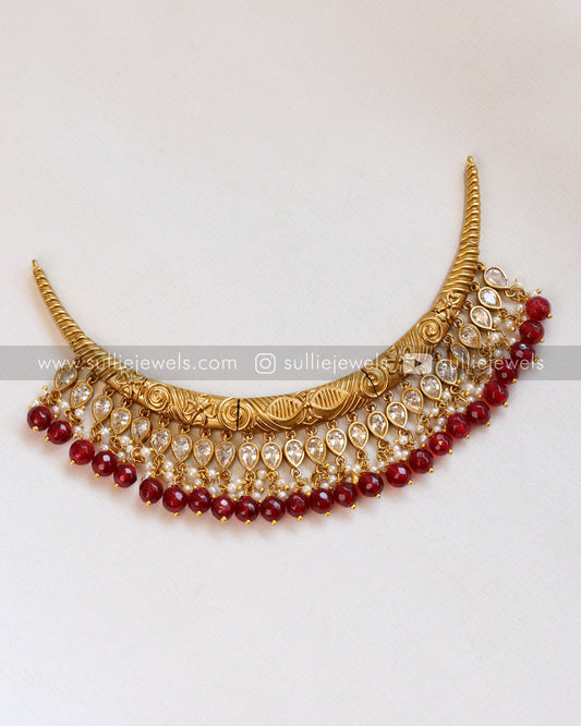 Premium Designer Ruby Stone Hasli with Jhumka