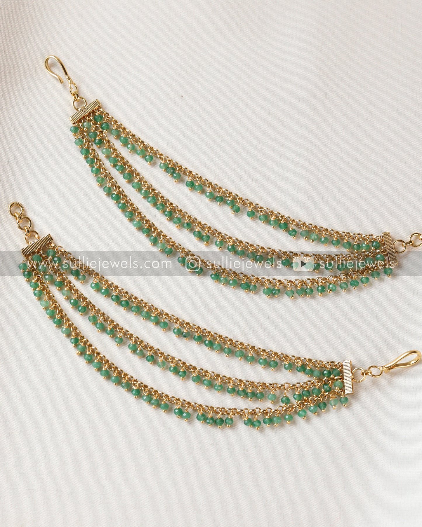 3 Layer Premium Onyx Earchain / Maatti ( Mint Beads )