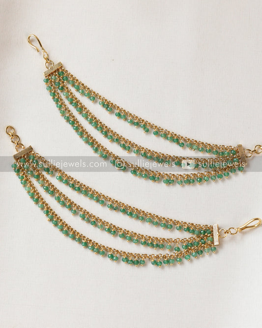 3 Layer Premium Onyx Earchain / Maatti ( Mint Beads )
