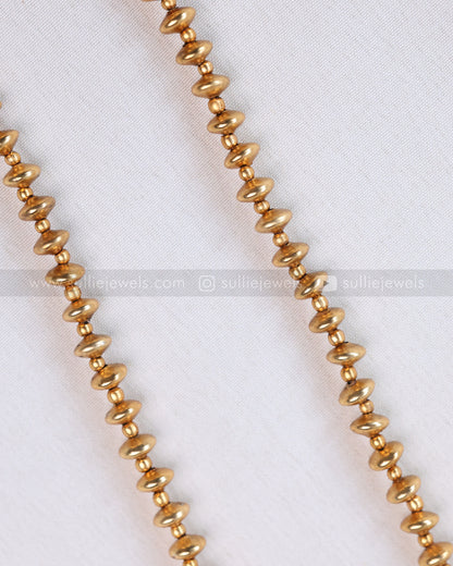 6049 - Sullie Basic Lakshmi Palakka Golden Ball Chain Pendant with Studs