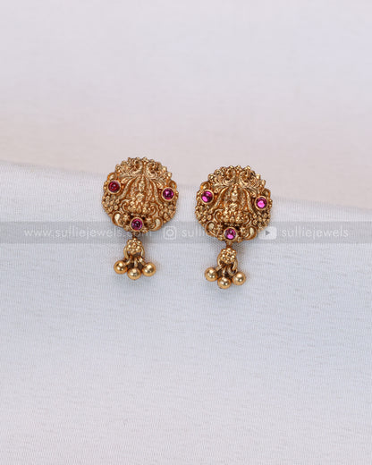 6049 - Sullie Basic Lakshmi Palakka Golden Ball Chain Pendant with Studs