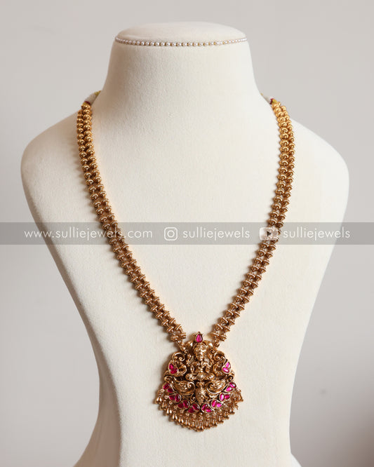 Lakshmi Premium Pendant Copper Gold Double Layer with Jhumka
