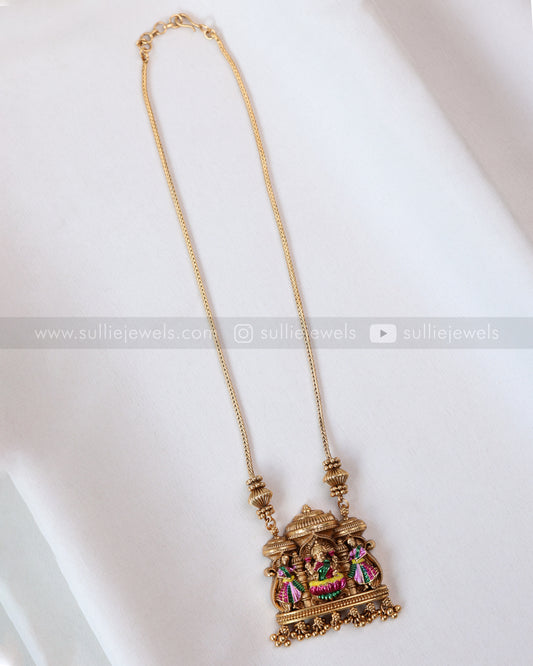 6046 -  Sullie Basic - Meenakari Lakshmi Pendant Chain with Earring