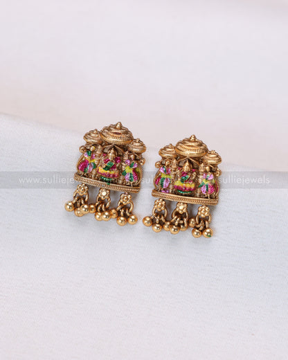 6046 -  Sullie Basic - Meenakari Lakshmi Pendant Chain with Earring