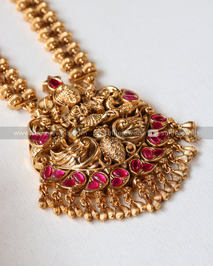 Lakshmi Premium Pendant Copper Gold Double Layer with Jhumka