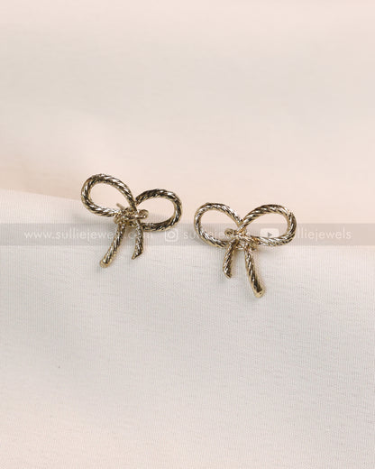 W150 - Golden Bow Knot Stud Earrings