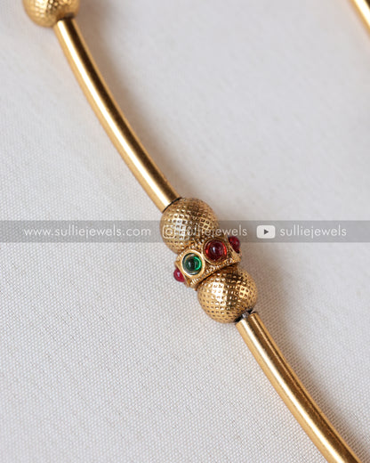 Peacock Gold Designer Tube Beads Necklace with Studs