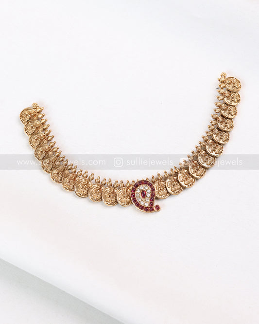 3766 - Sullie Basic -  Ruby Mango Coin Necklace with Studs