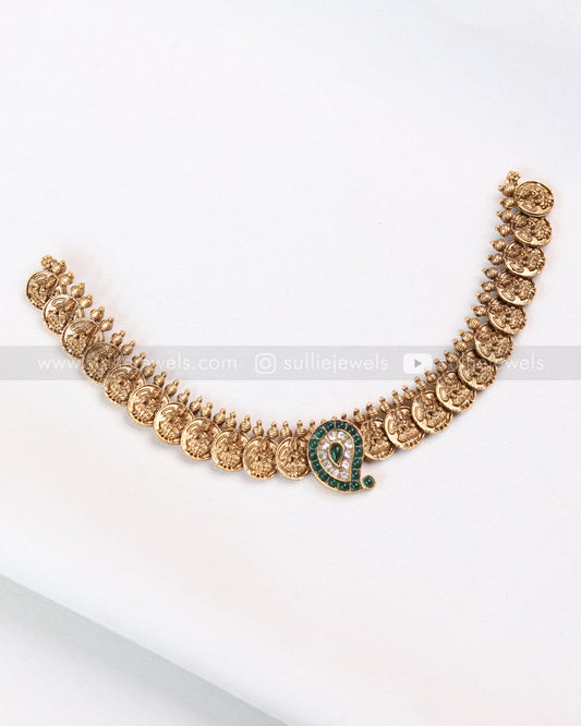 3767 - Sullie Basic -  Green Mango Coin Necklace with Studs