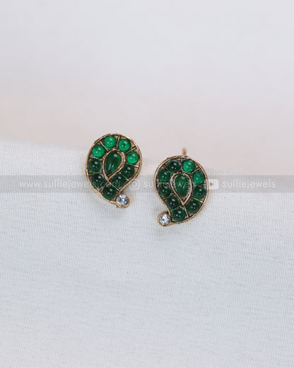 3767 - Sullie Basic -  Green Mango Coin Necklace with Studs