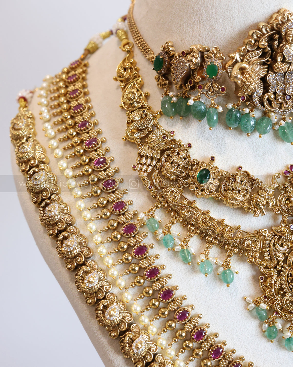 Premium Nagas Goddess Mint Beads Bridal Combo with Hip chain ( 8 piece )