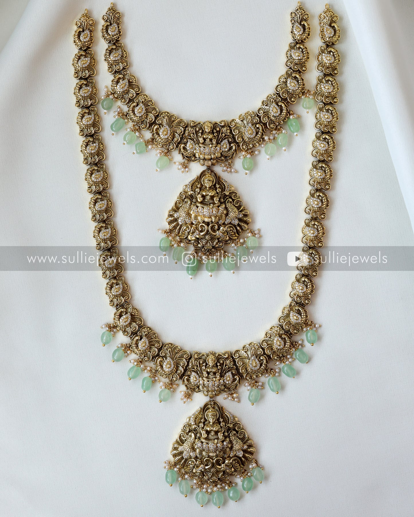 Premium Nagas Bridal Set - Mint Beads (3 piece)