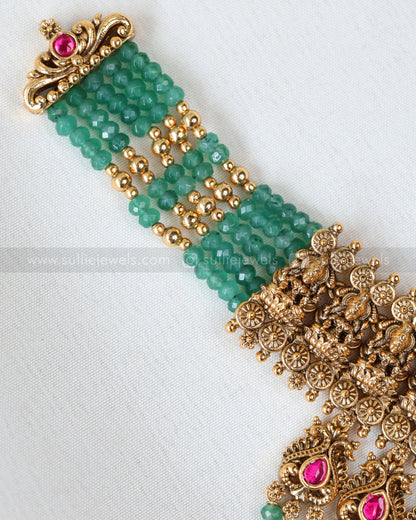 2119 - Lakshmi Premium Kemp & Onyx Beads Choker with Jhumka