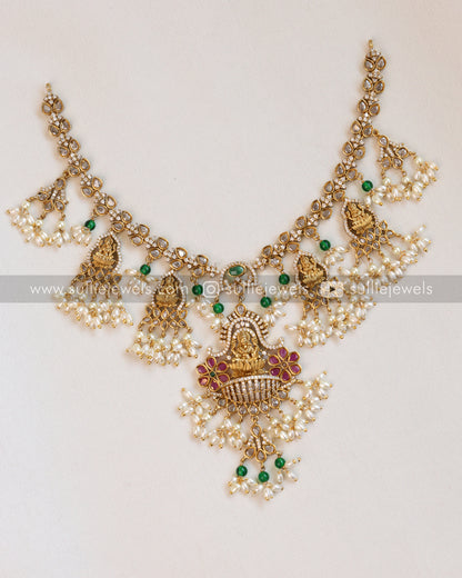 Lakshmi Guttapusalu Hanging AD Necklace with Earring