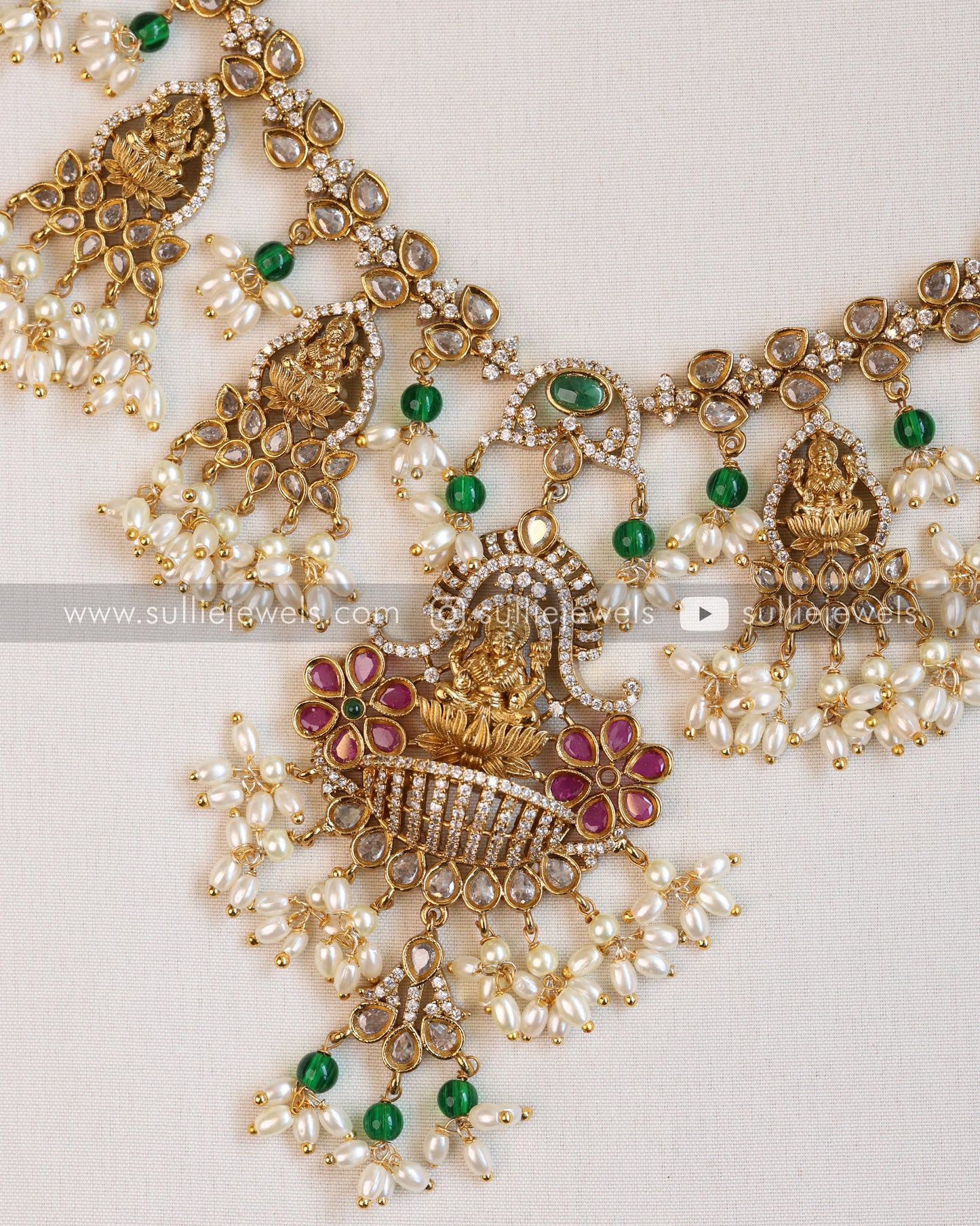 Lakshmi Guttapusalu Hanging AD Necklace with Earring