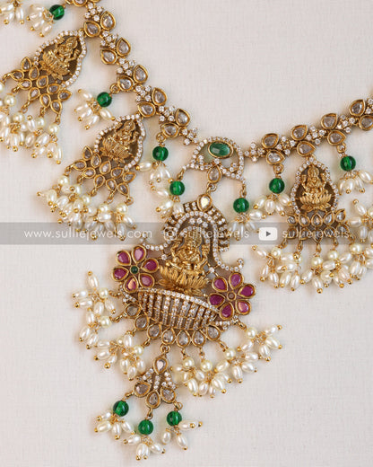 Lakshmi Guttapusalu Hanging AD Necklace with Earring