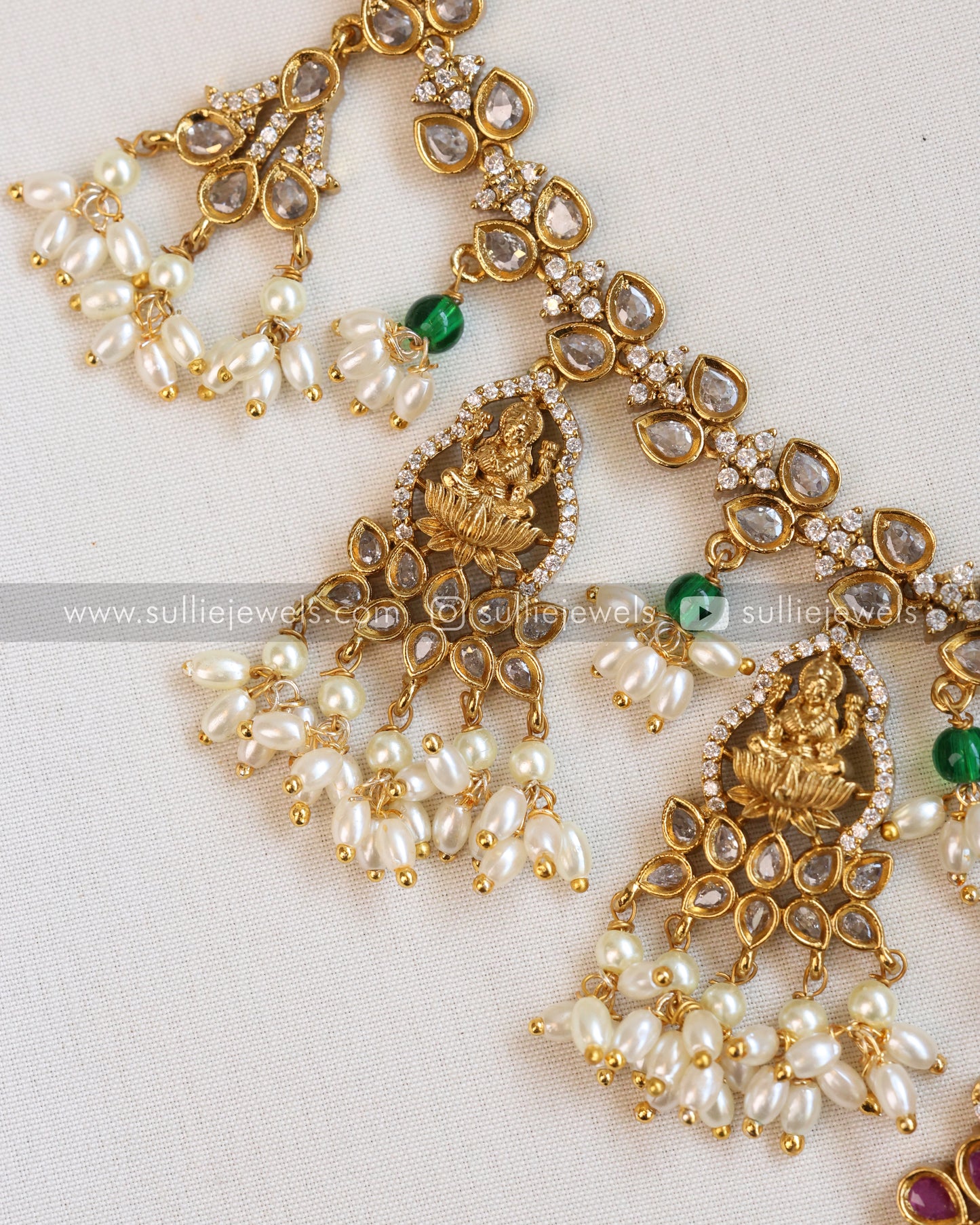 Lakshmi Guttapusalu Hanging AD Necklace with Earring