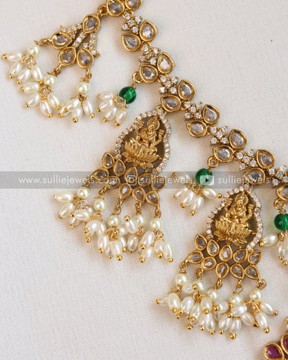 Lakshmi Guttapusalu Hanging AD Necklace with Earring