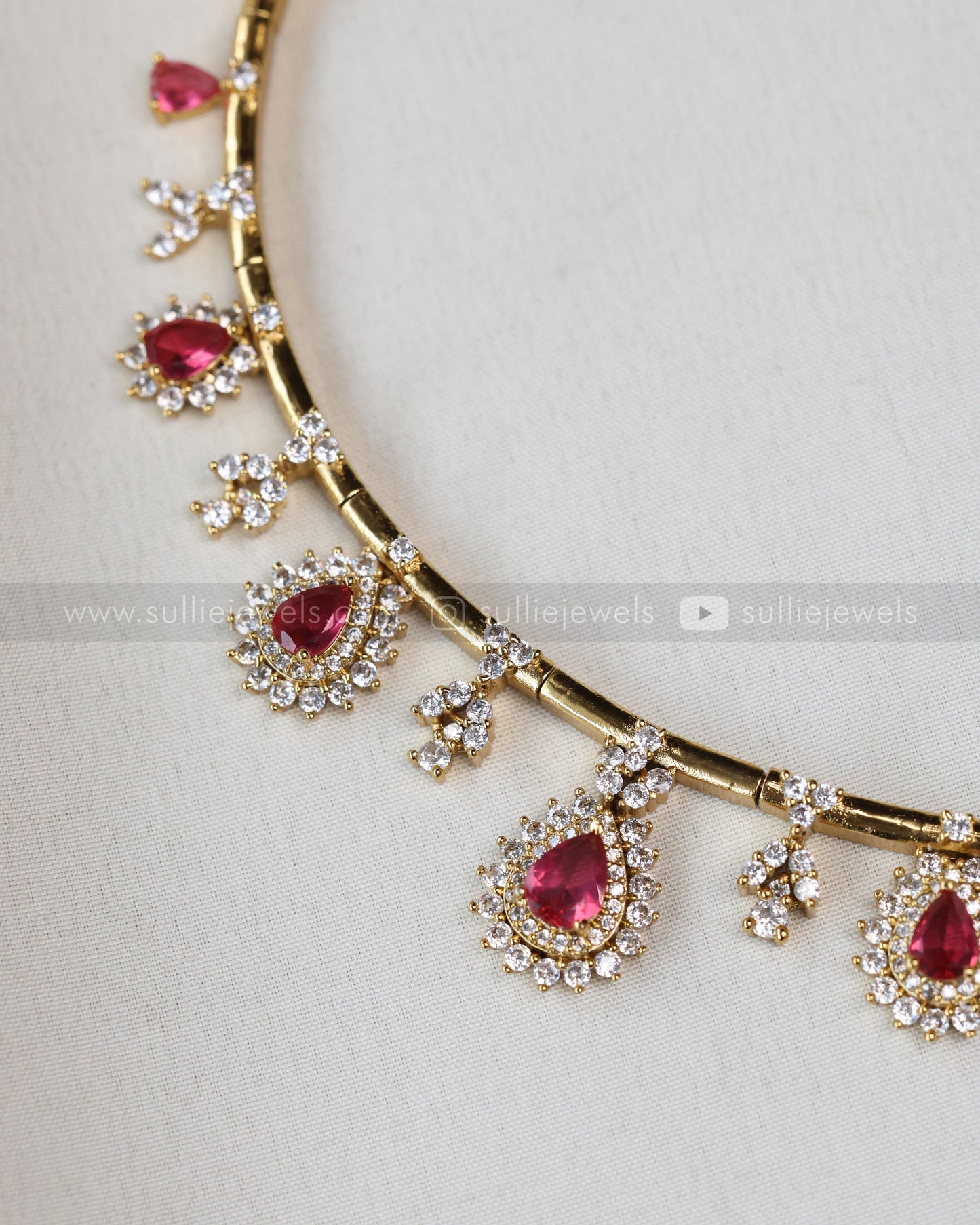 3719 - Ruby Stone Raindrop Hasli with Stud