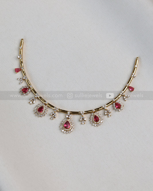 3719 - Ruby Stone Raindrop Hasli with Stud