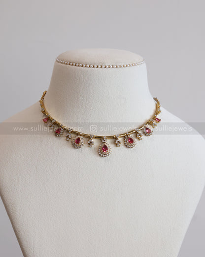 3719 - Ruby Stone Raindrop Hasli with Stud