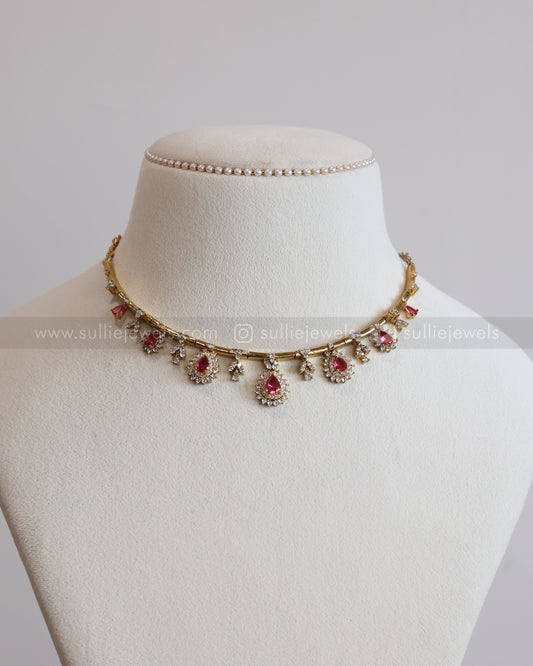 3719 - Ruby Stone Raindrop Hasli with Stud