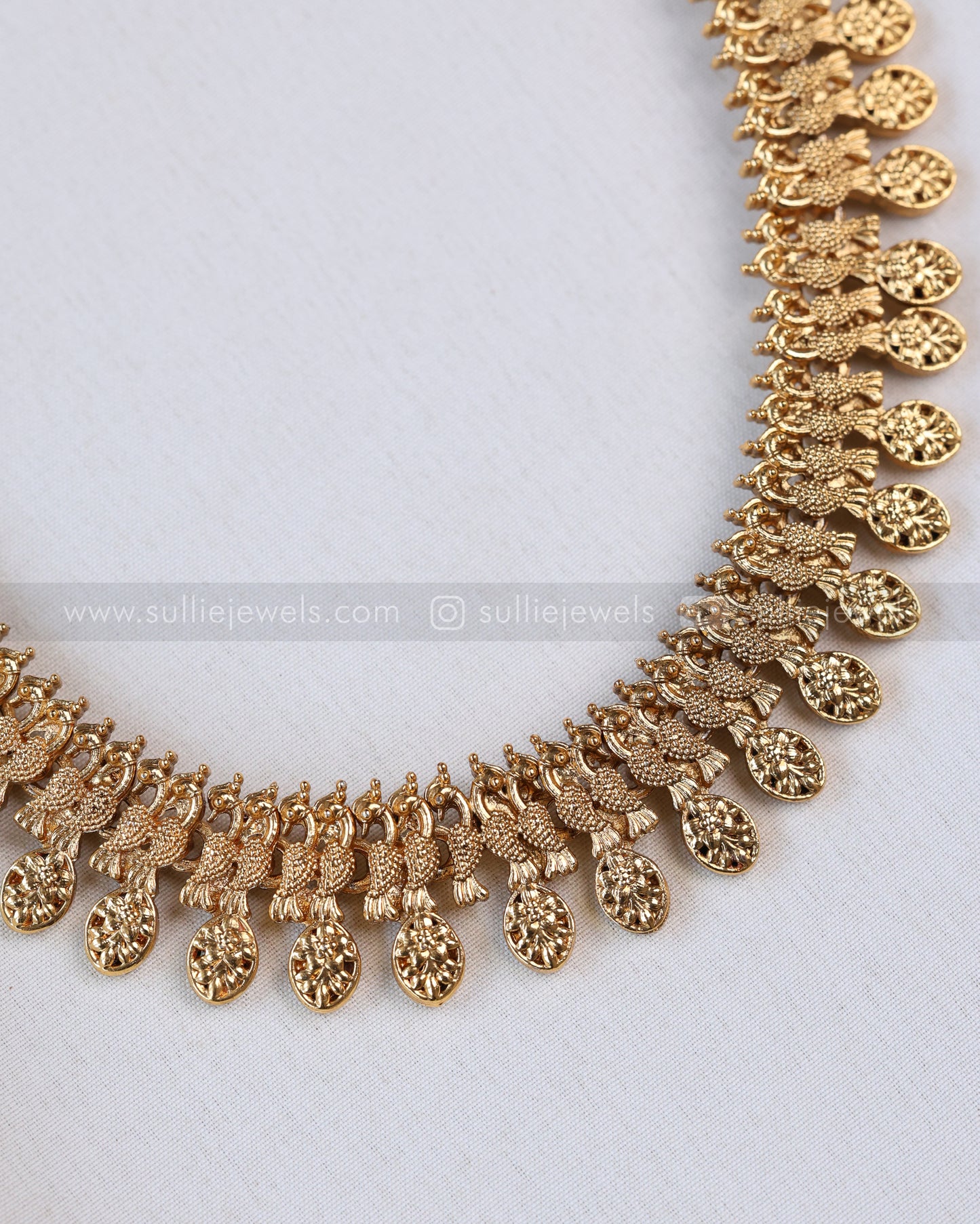 7190 - Sullie Basic Dual Flower Peacock Minimal Long Chain with Stud