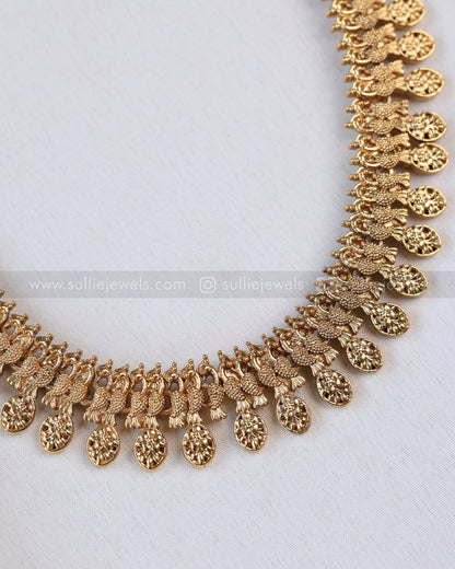 7190 - Sullie Basic Dual Flower Peacock Minimal Long Chain with Stud