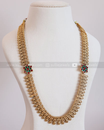 7190 - Sullie Basic Dual Flower Peacock Minimal Long Chain with Stud