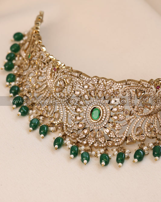 Victorian Green Choker with Earrings