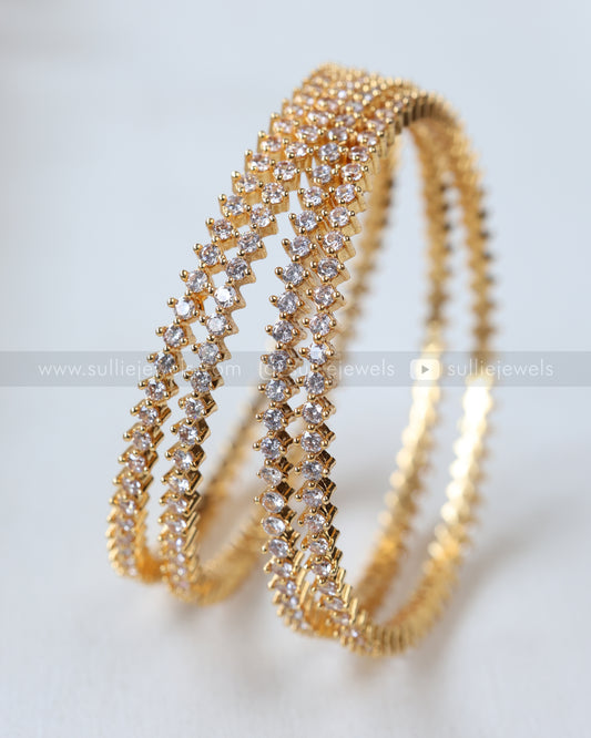 9031 - Minimal AD White Stone Bangle - Set of 4