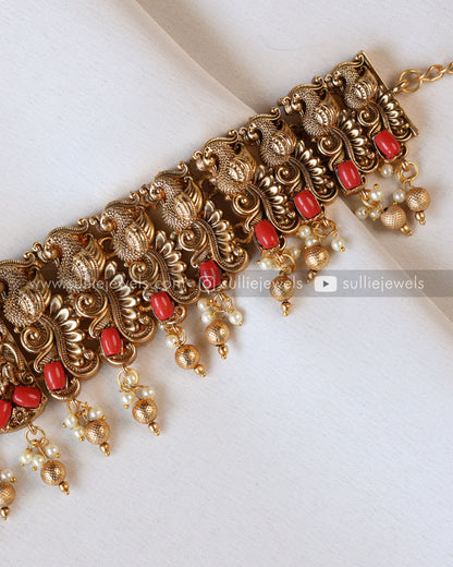 Sullie Basic - Goddess Peacock Coral Stone Bridal Hipchain
