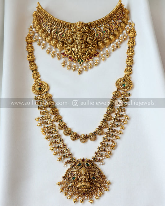Bridal Nagas Combo - Premium Choker + Double Layer Haram + 2 set of Earrings