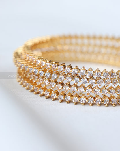 9031 - Minimal AD White Stone Bangle - Set of 4