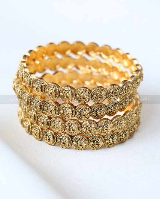 9035 - Premium Lakshmi Coin Stone Bangle - Set of 4