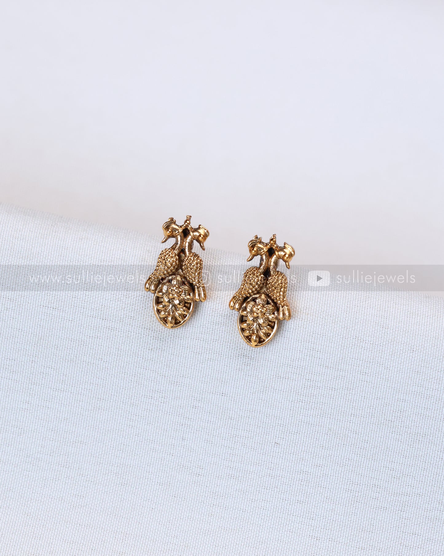 7190 - Sullie Basic Dual Flower Peacock Minimal Long Chain with Stud