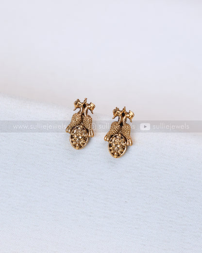 7190 - Sullie Basic Dual Flower Peacock Minimal Long Chain with Stud