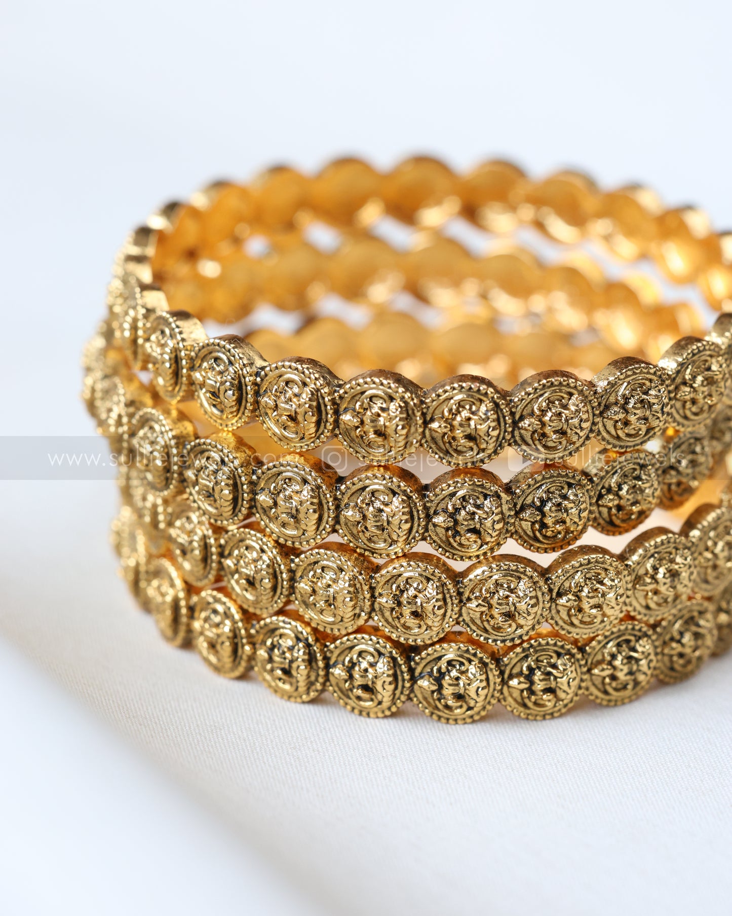 9035 - Premium Lakshmi Coin Stone Bangle - Set of 4