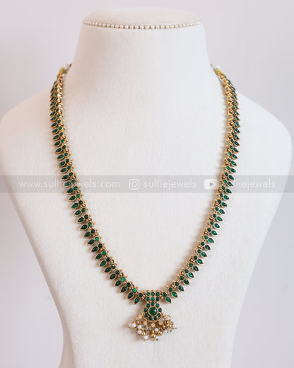 7188 - Sullie Basic Green Palakka Mango Long Chain with Stud